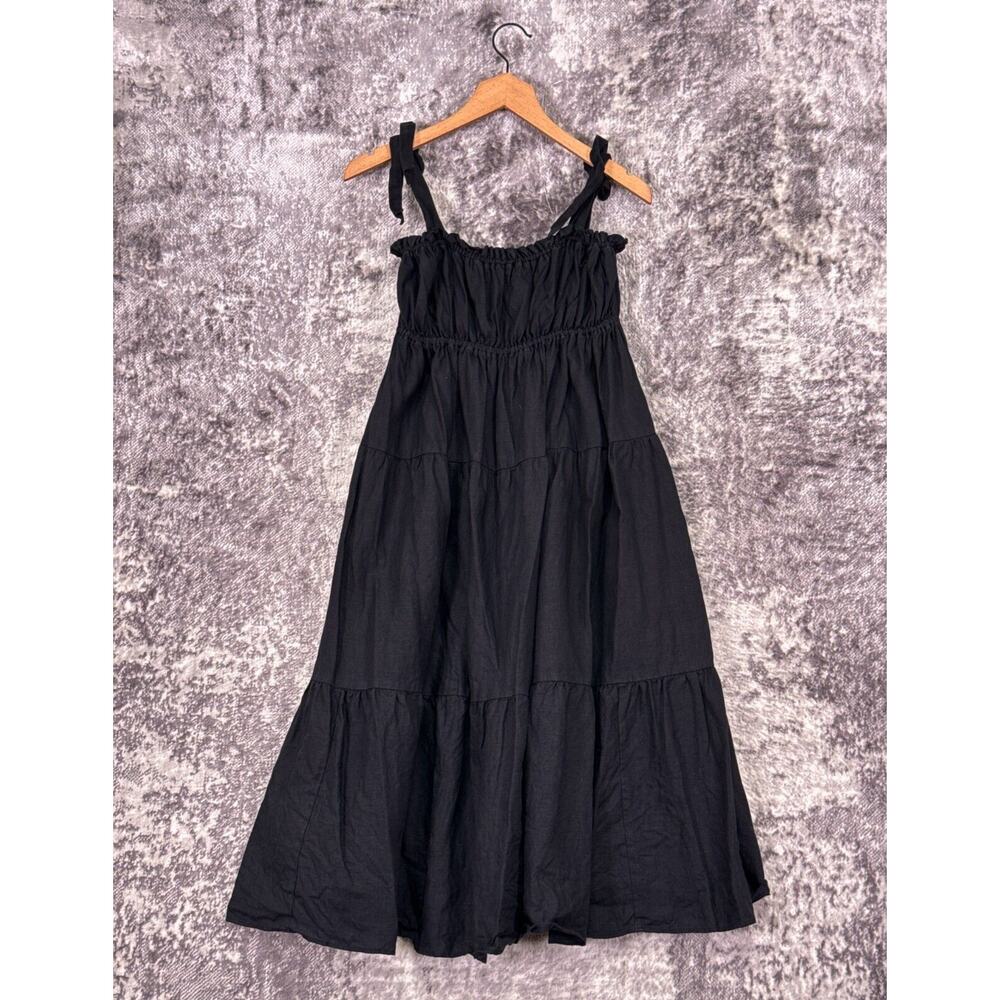 Black Midi Sundress with Tie Straps - Picture 3 of 8